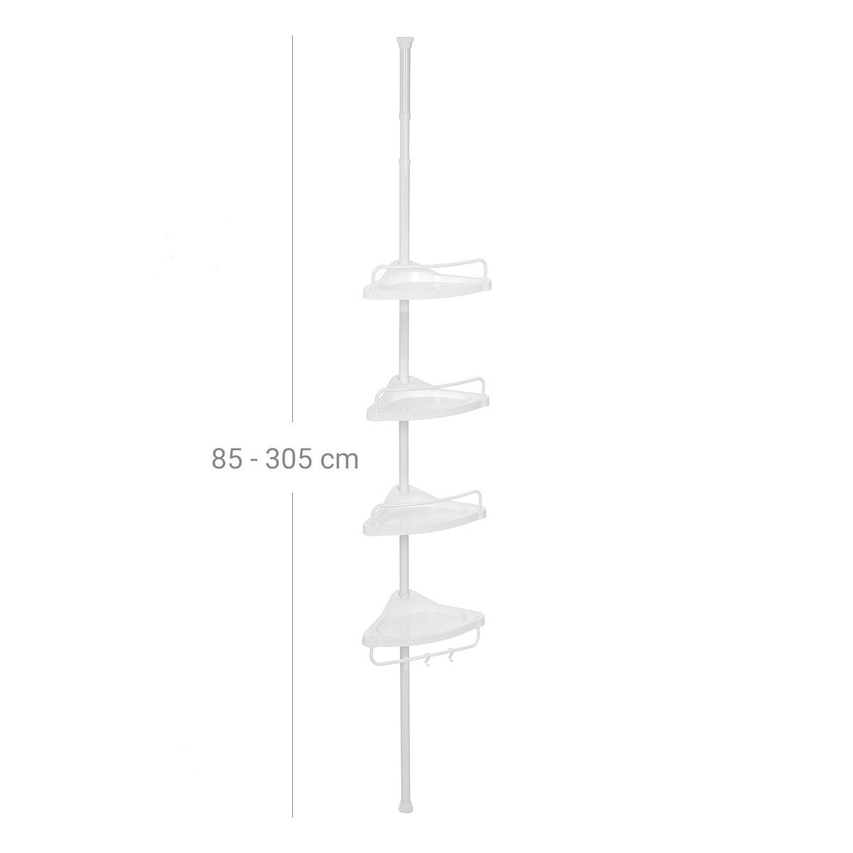 Estantería esquinera ajustable para baño con 4 baldas, medidas 85-305 cm, ideal para artículos de ducha - 3