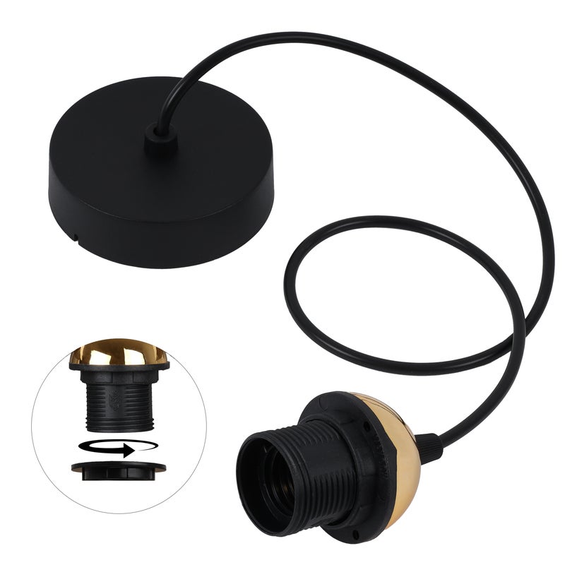 Zawiesie do lampy wiszącej 100cm oprawka stożek E27 czarny/złoty