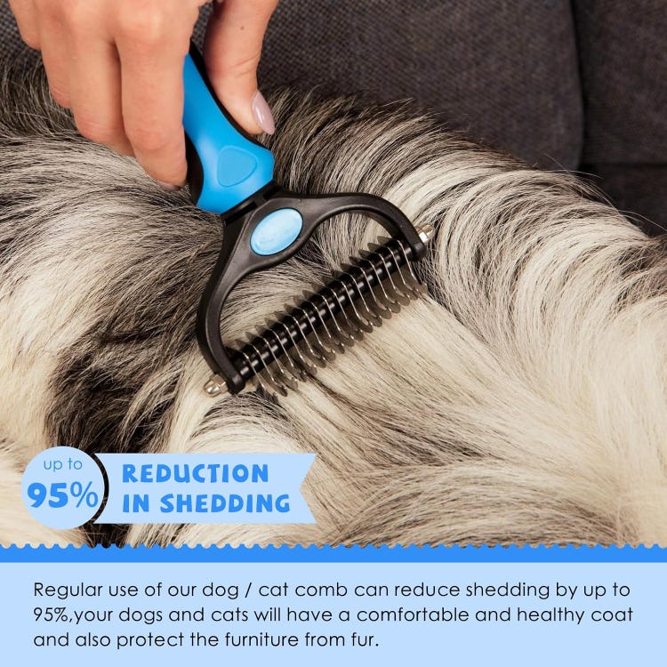 Escova para higiene de cães e gatos – Pente desembaraçador para pêlo comprido – Rastelo profissional para subpêlo - 3