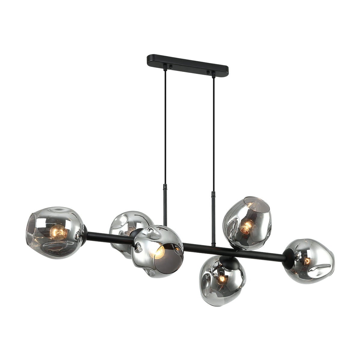Lampa wisząca Borgo czarna-dymiona 6xE27x40W wym: 97 x 100 x 30 cm szkło Italux