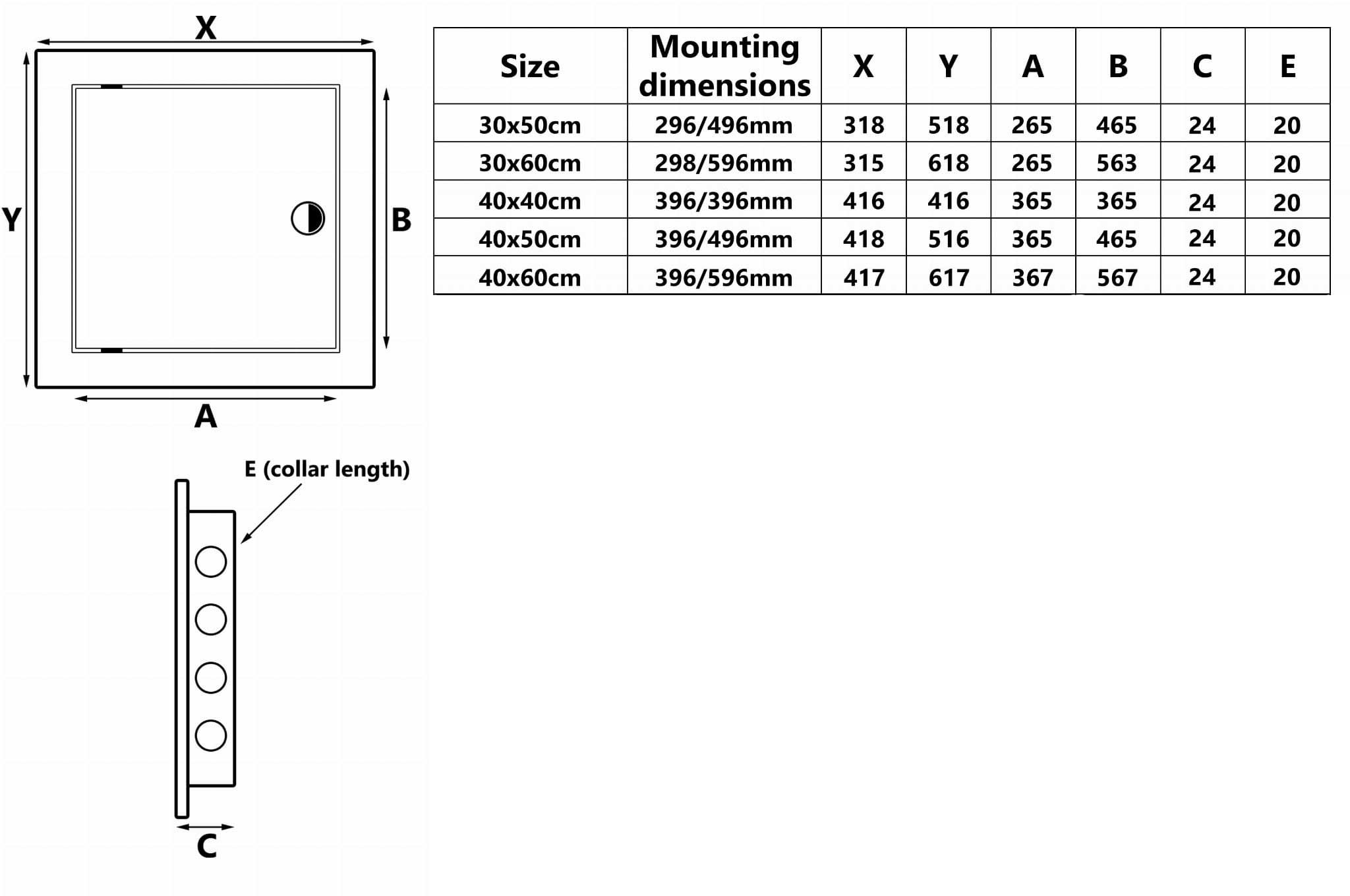 400x400mm Trappe de visite Plastique Noir - 5