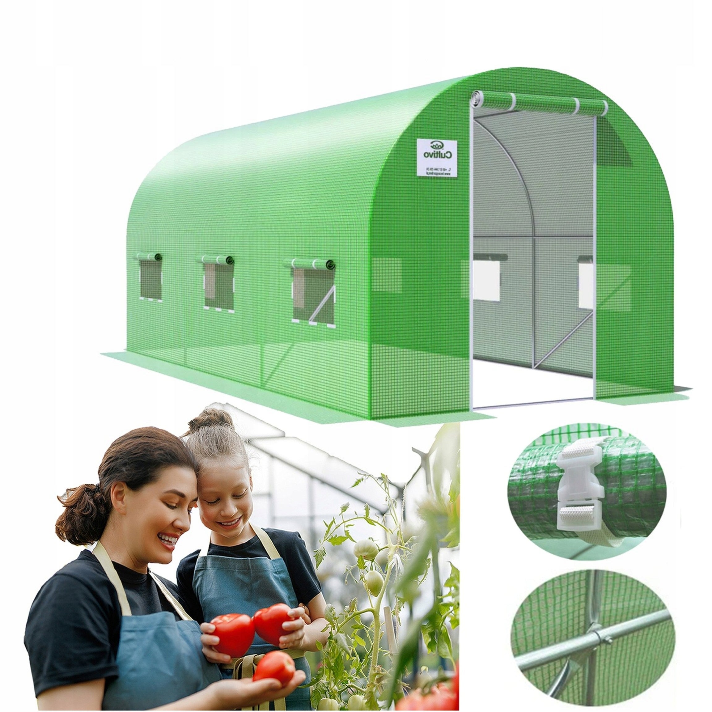 Tunel Foliowy Cultivo Ogrodowy Szklarnia 2x3 6m2 3x2 Zielony Warzywa Stelaż 1 szt