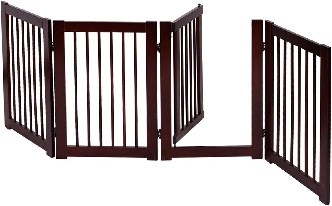 Barrera de puerta de seguridad rejilla para perros mascotas puerta escalera protección plegable de madera (203 x 76 x 1,8cm)