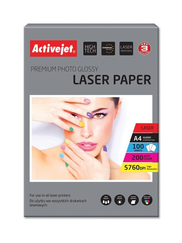 Papier photo Activejet AP4200G100L pour imprimantes laser ; A4 ; 100 pièces Leroy Merlin