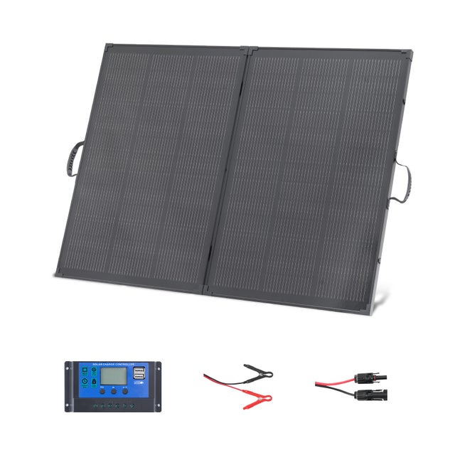 Panel solar SucceBuy monocristalino portátil y plegable de 200 W con marco para camping, senderismo, viajes en autocaravana, 23 % de eficiencia