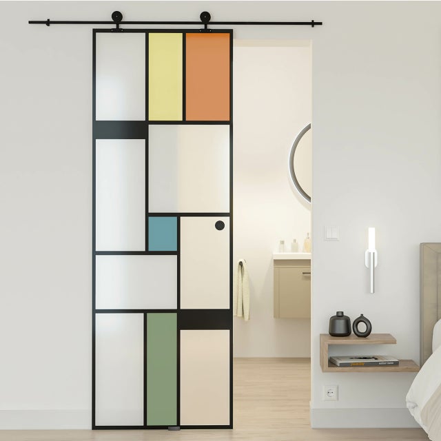 KIT Porte coulissante en verre + Rail coulissant - MONDO OPAQUE - H. 204 x L. 73 - Fabrication Française AURYS NORMANDIE