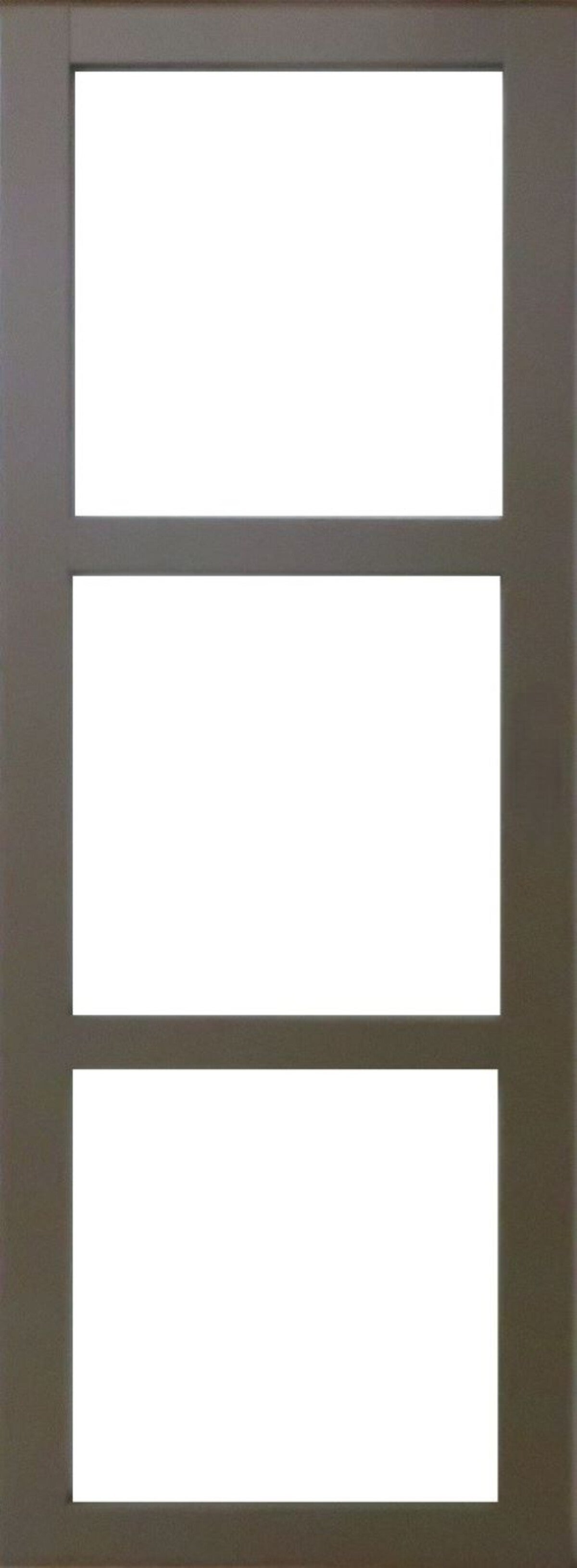 Porte Coulissante Gris Beige Vitrage Transparent H204 X L73 Cm, Rail Alu Bandeau Noir Gd Menuiseries - 2