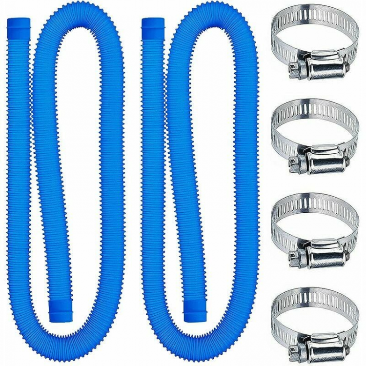 Wąż basenowy - 32 mm - Długość: 150 cm - Niebieski - 2 węże - Pasuje do pomp filtrujących