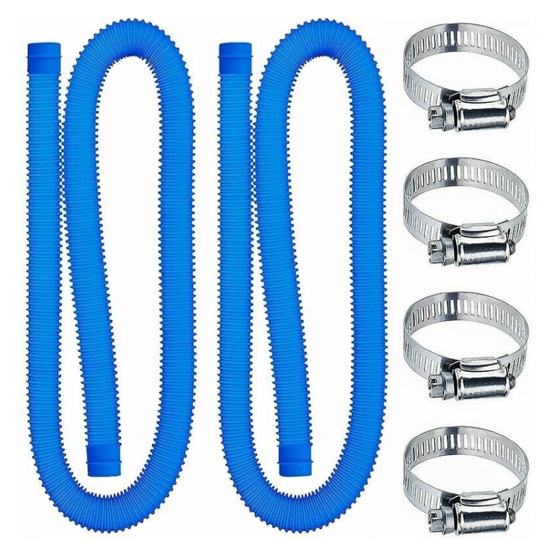 Wąż basenowy - 32 mm - Długość: 150 cm - Niebieski - 2 węże - Pasuje do pomp filtrujących