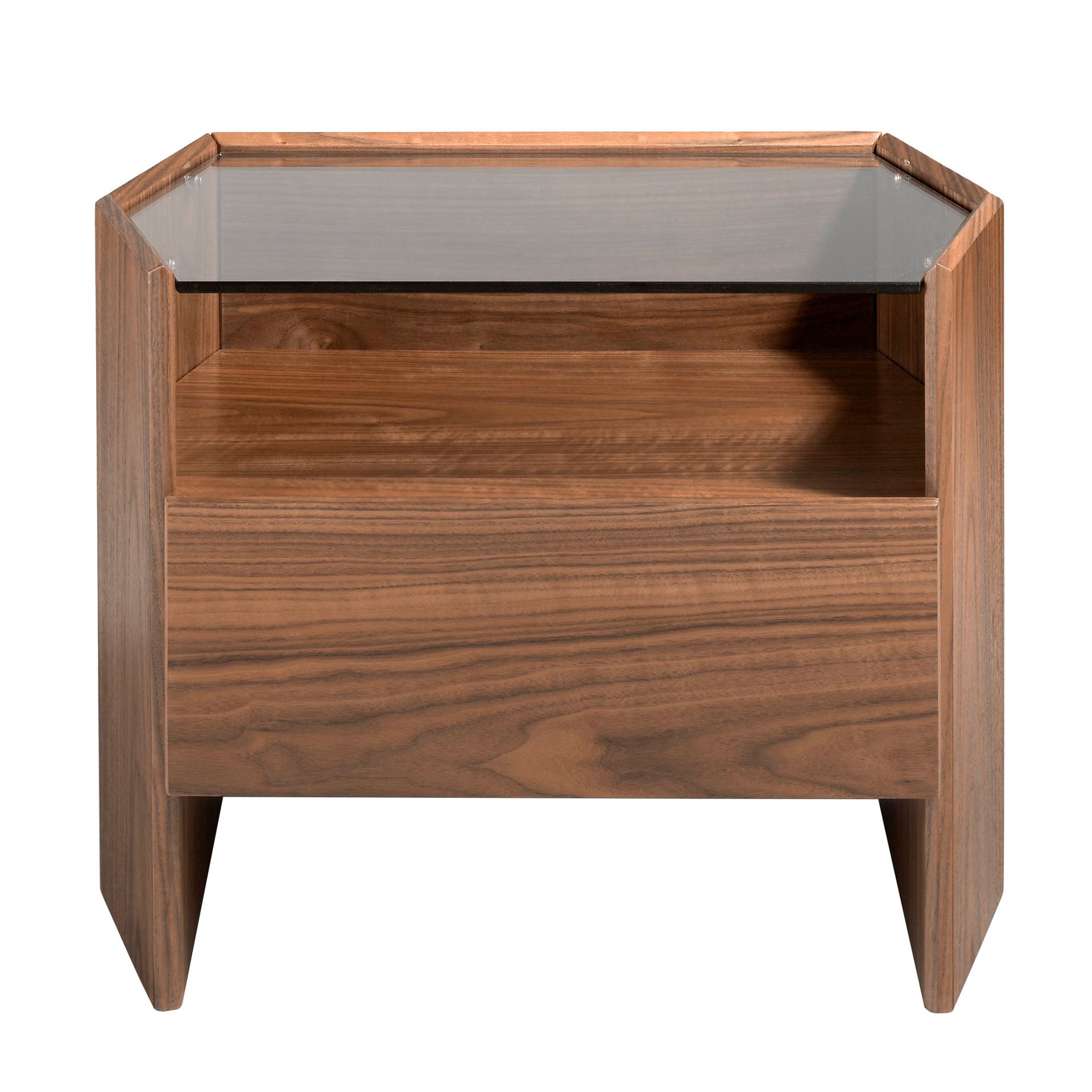 Table de chevet noyer et acier noir Ø60 x 42 x 60 - 2