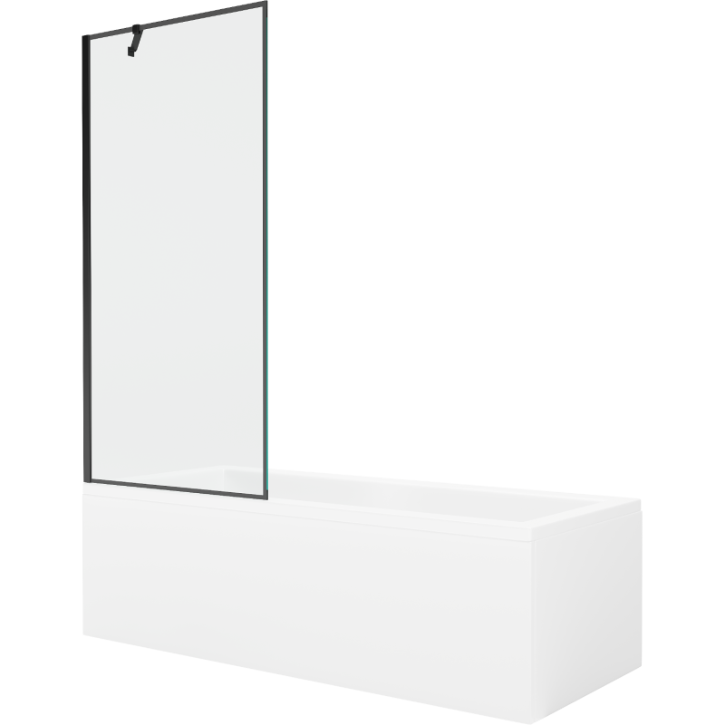Mexen Cubik wanna prostokątna 150 x 70 cm z obudową i parawanem 1-skrzydłowym 80 cm, czarny wzór - 550315070X9508007070