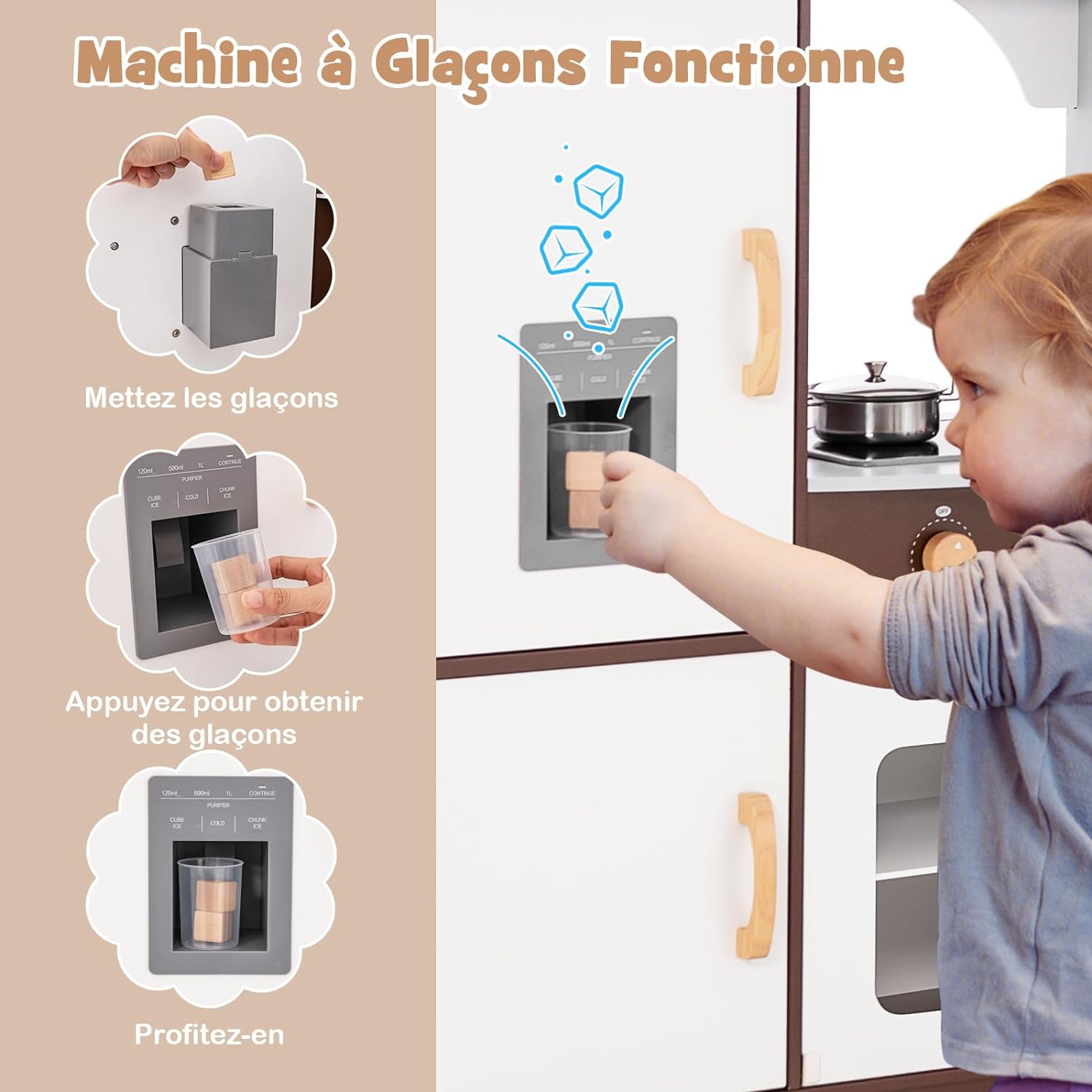 Cuisine En Bois Pour Enfants Avec Lumière Et Son - Set Jeu 9 En 1 Avec Lavabo, Cuisinière, Four Et Accessoires, Cuisine D'angle