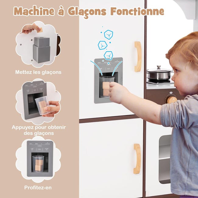 Cuisine En Bois Pour Enfants Avec Lumière Et Son - Set Jeu 9 En 1 Avec Lavabo, Cuisinière, Four Et Accessoires, Cuisine D'angle