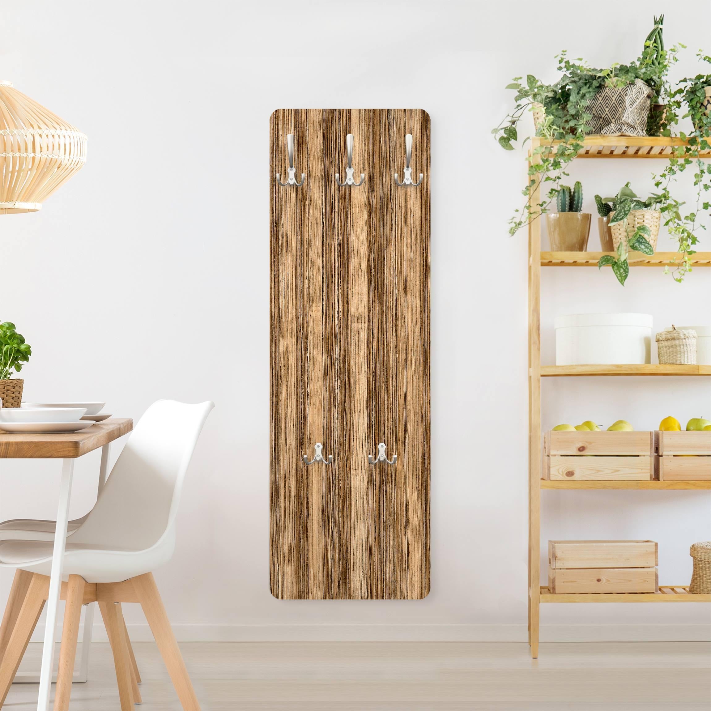 Porte-manteau Mural En Bois Et Laiton – 3 Patères – 40 Cm De Long, 17 Cm De Large – Occasion
