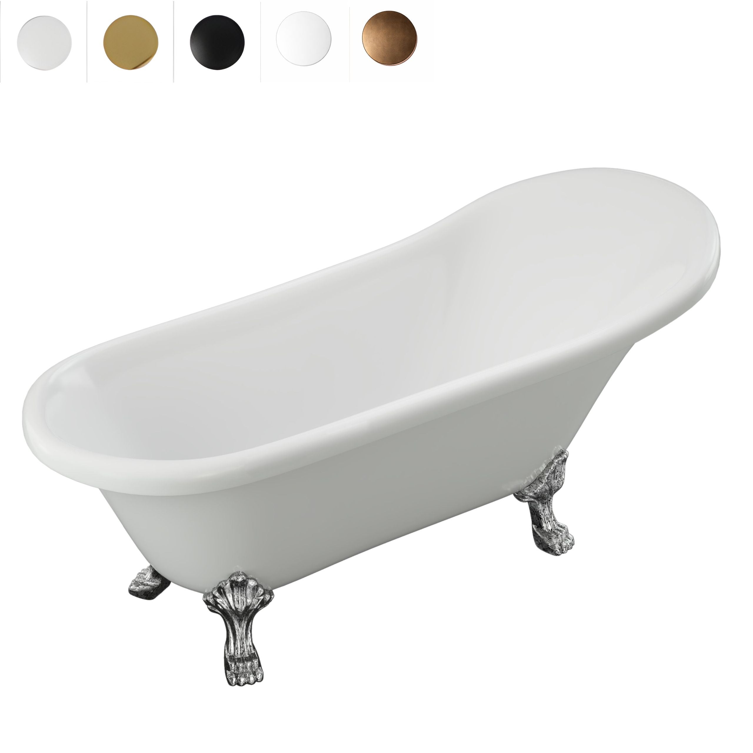 WANNA WOLNOSTOJĄCA ISABEL AKRYLOWA RETRO 160 X 75 BIAŁA, NOGI CHROM