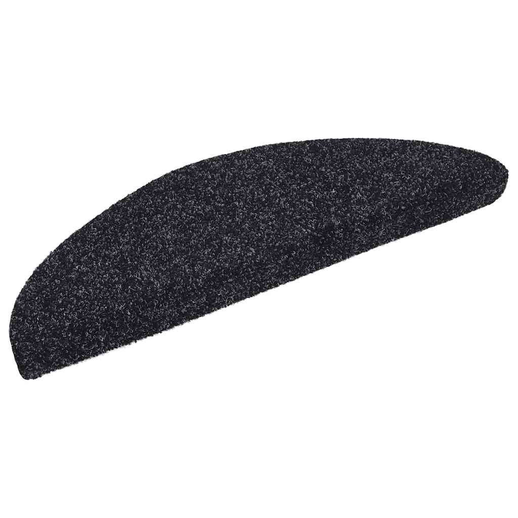 Tapis d'escalier autocollants 20 pièces 56 x 17 x 3 cm Noir Demi-rond vidaXL - 2