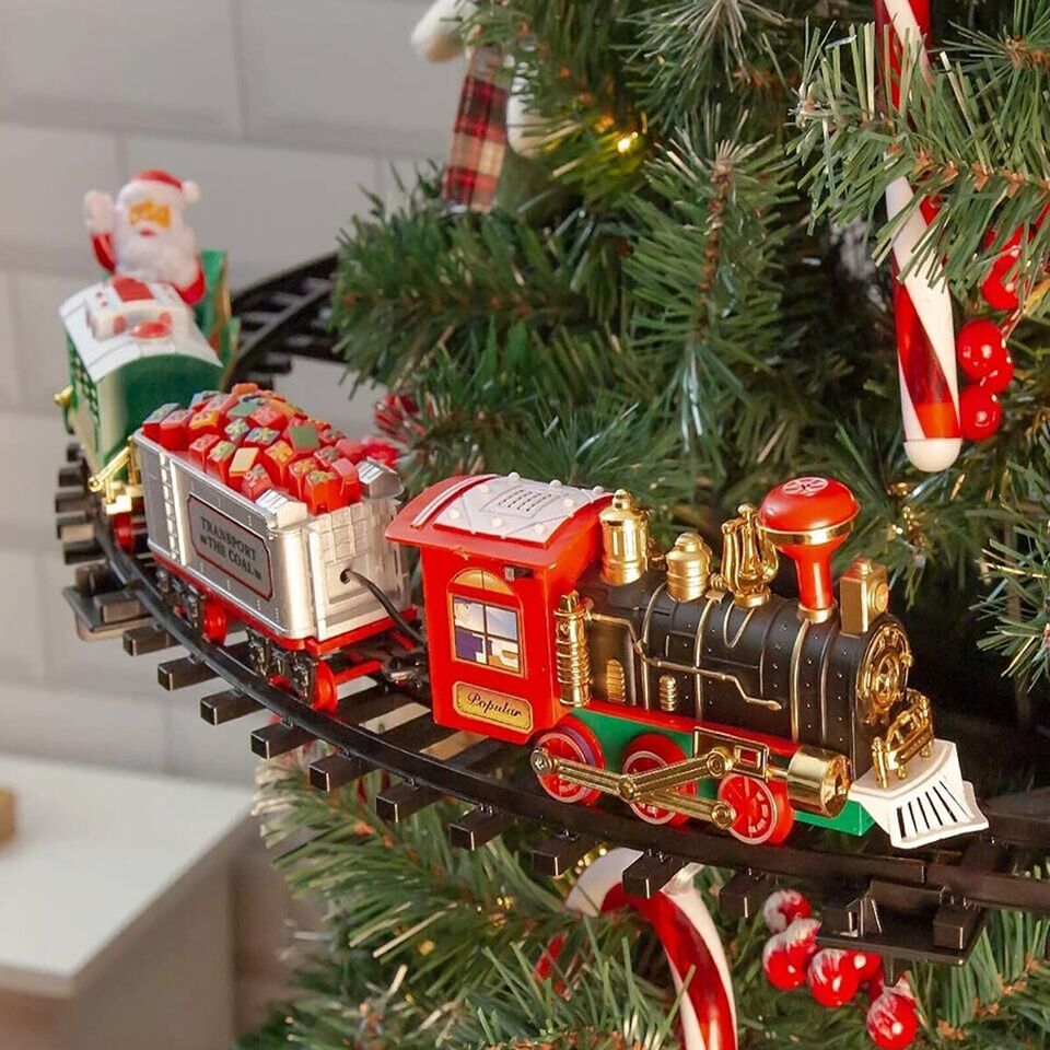TRAIN ÉLECTRIQUE AVEC LUMIÈRES ET SONS, FIXABLE AU SAPIN DE NOËL, DIAMÈTRE 89 CM - 8
