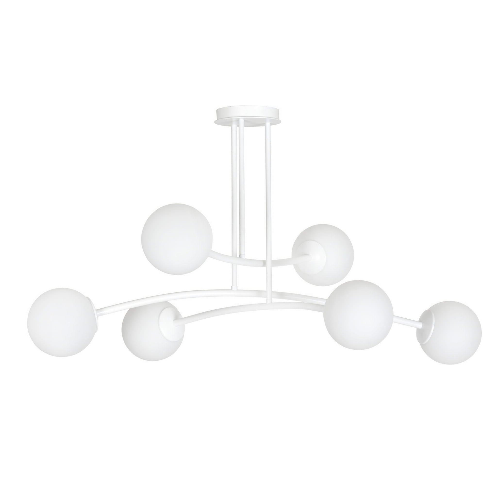 Lampa wisząca Halldor biała 6xE14x40W nowoczesna wym: 60 x 108 cm szkło Emibig