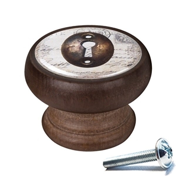 Lot De Poignées Bois PB Vintage Simple Trou - Occasion