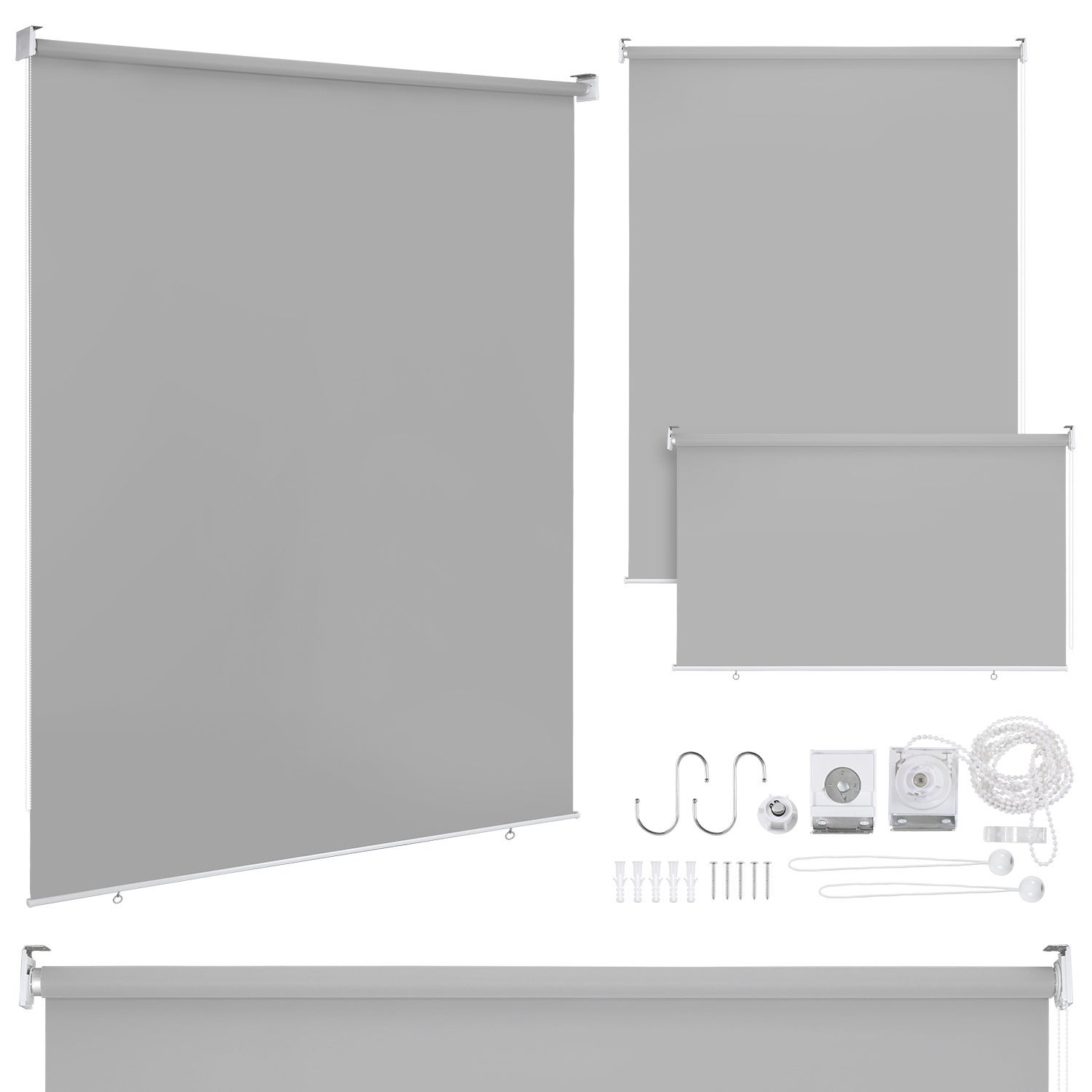 Zestaw 2 Rolety Pionowe 180x140 cm na Balkon Brise Vista Tela Wodoodporna Ociemniająca 80% Jasnoszary Fixation