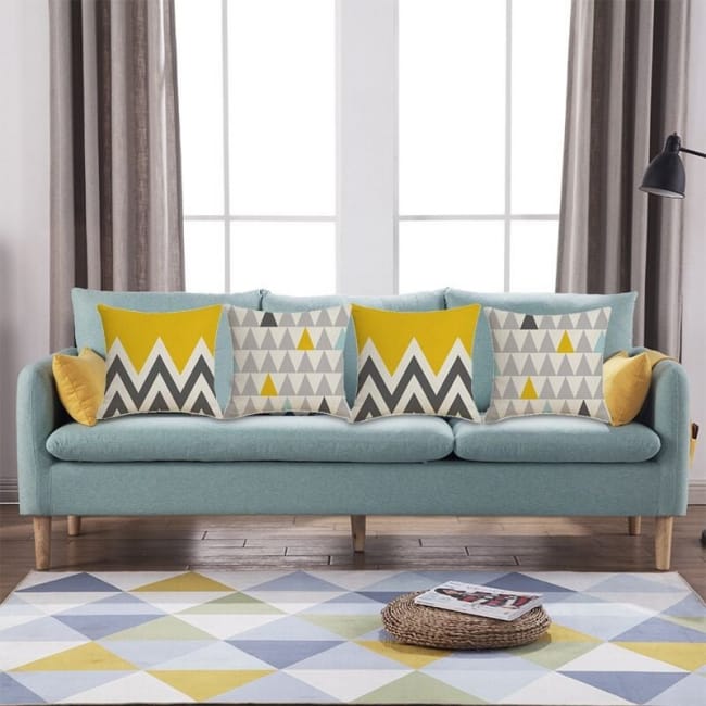 Paquete De 4 Almohadas De Esquina Triple Con Patron Ondulado Geometrico Unico Nordico De 45X45 Cm Almohadas Impresas Para Dormitorio De Oficina Leroy Merlin