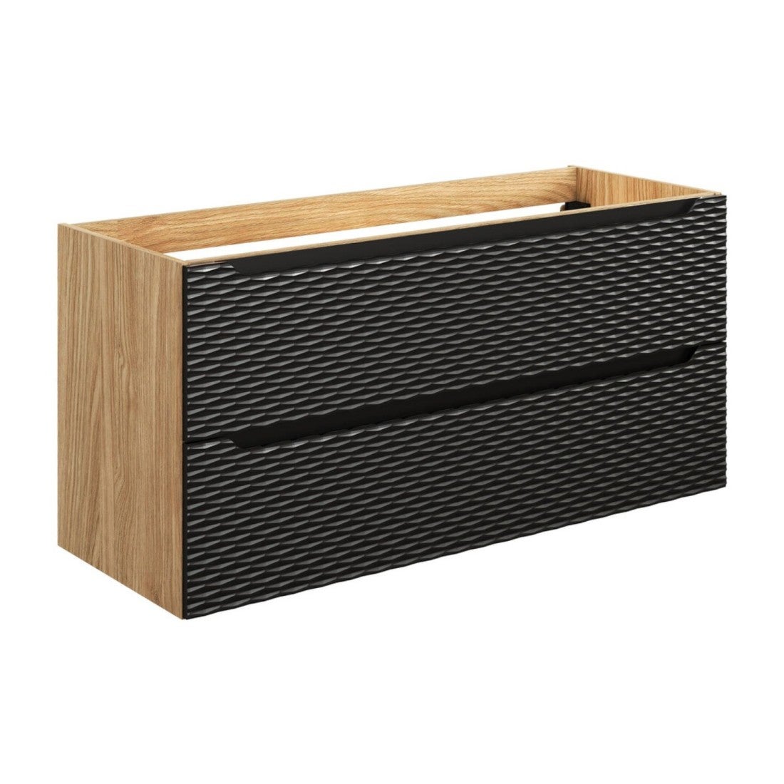 Mobile sottolavabo YOKA – 2 cassetti – Rovere chiaro e nero – L120 × ...