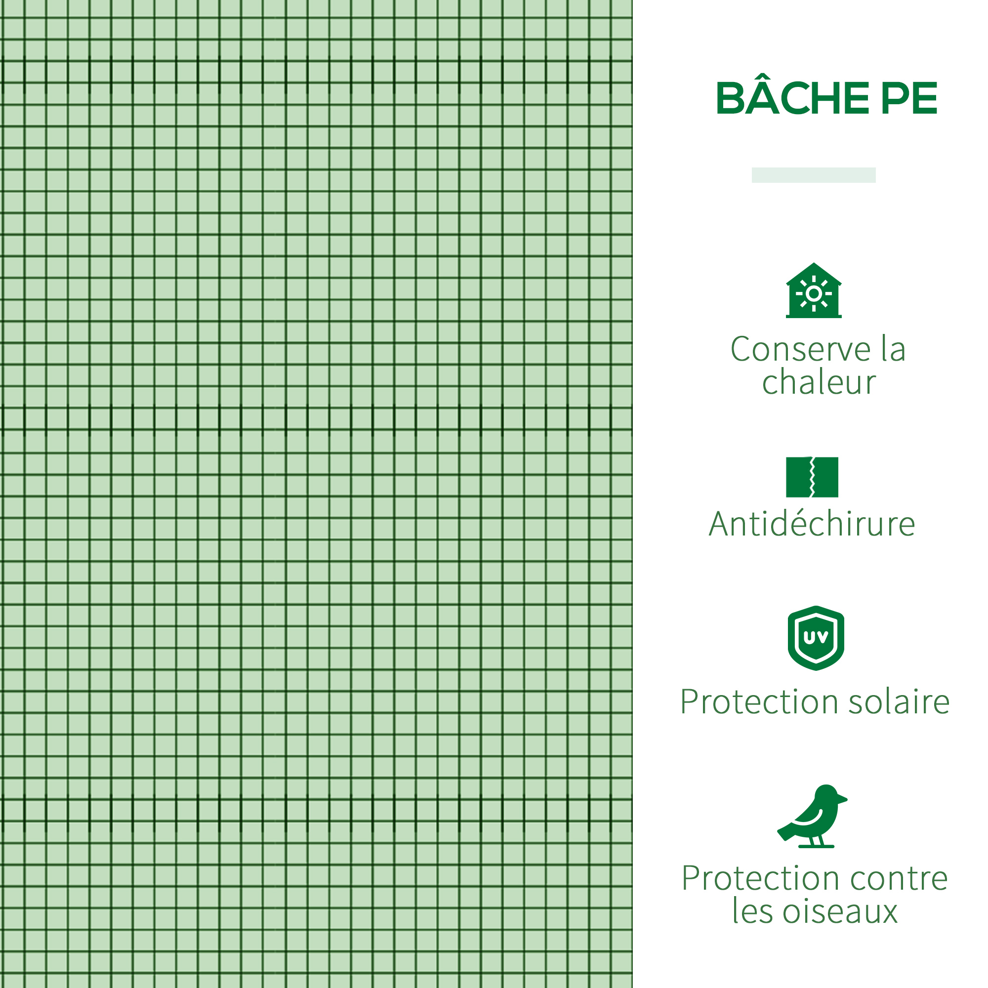Mini Serre à Tomates, 3 x 1 x 0,8 m, Acier, PE Haute Densité 140 g/m² Anti-UV, 3 Fenêtres, Vert - 6