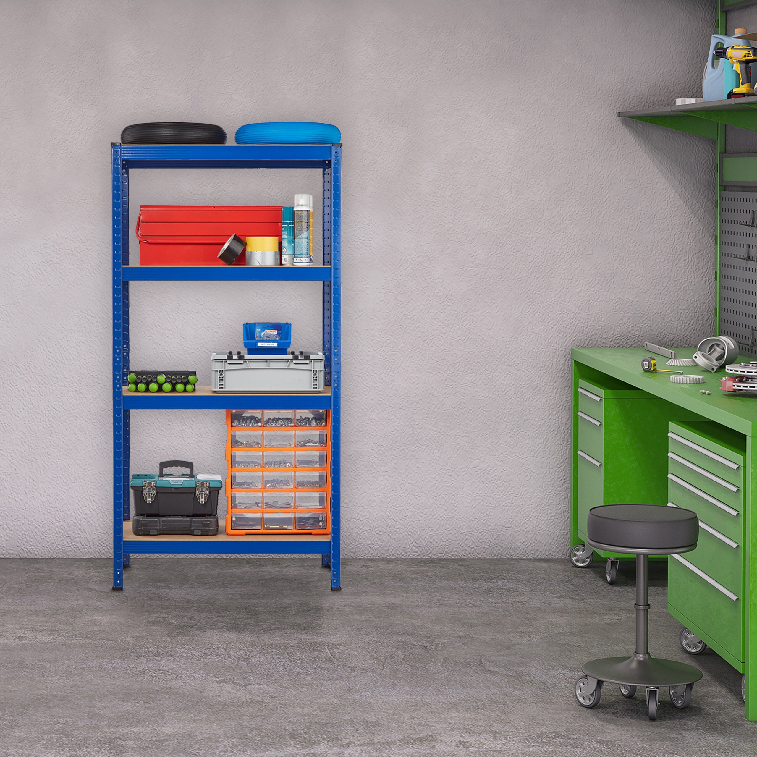 Relaxdays Étagère Charge Lourde, 4 Niveaux, HLP 180x90x40 Cm, Supporte Jusqu’à 700 Kg, Cave