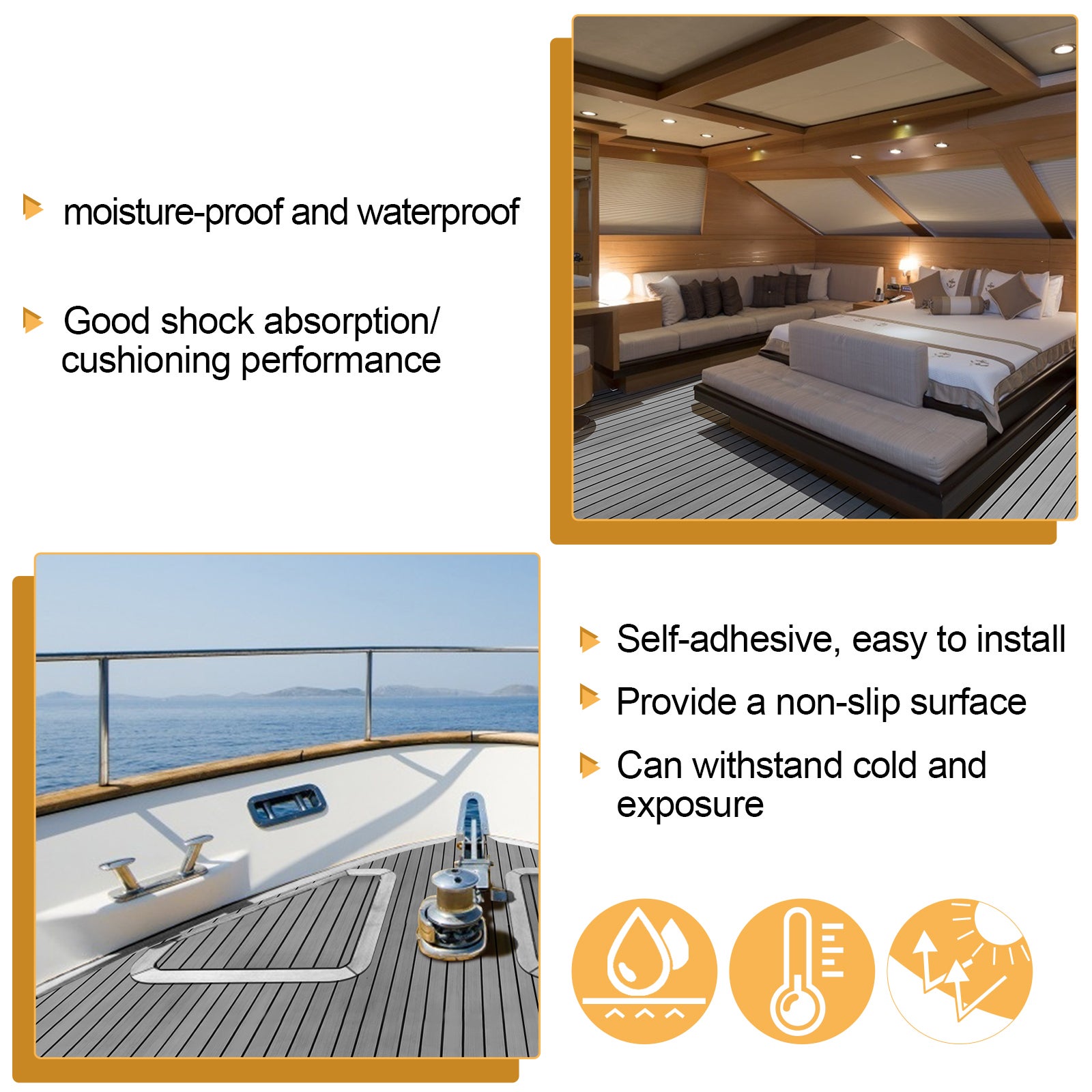 Tapis de Sol Tapis de Pont en Mousse EVA Teck Yacht Tapis de Sol Auto-Adhésif 240x90cm Gris - 3