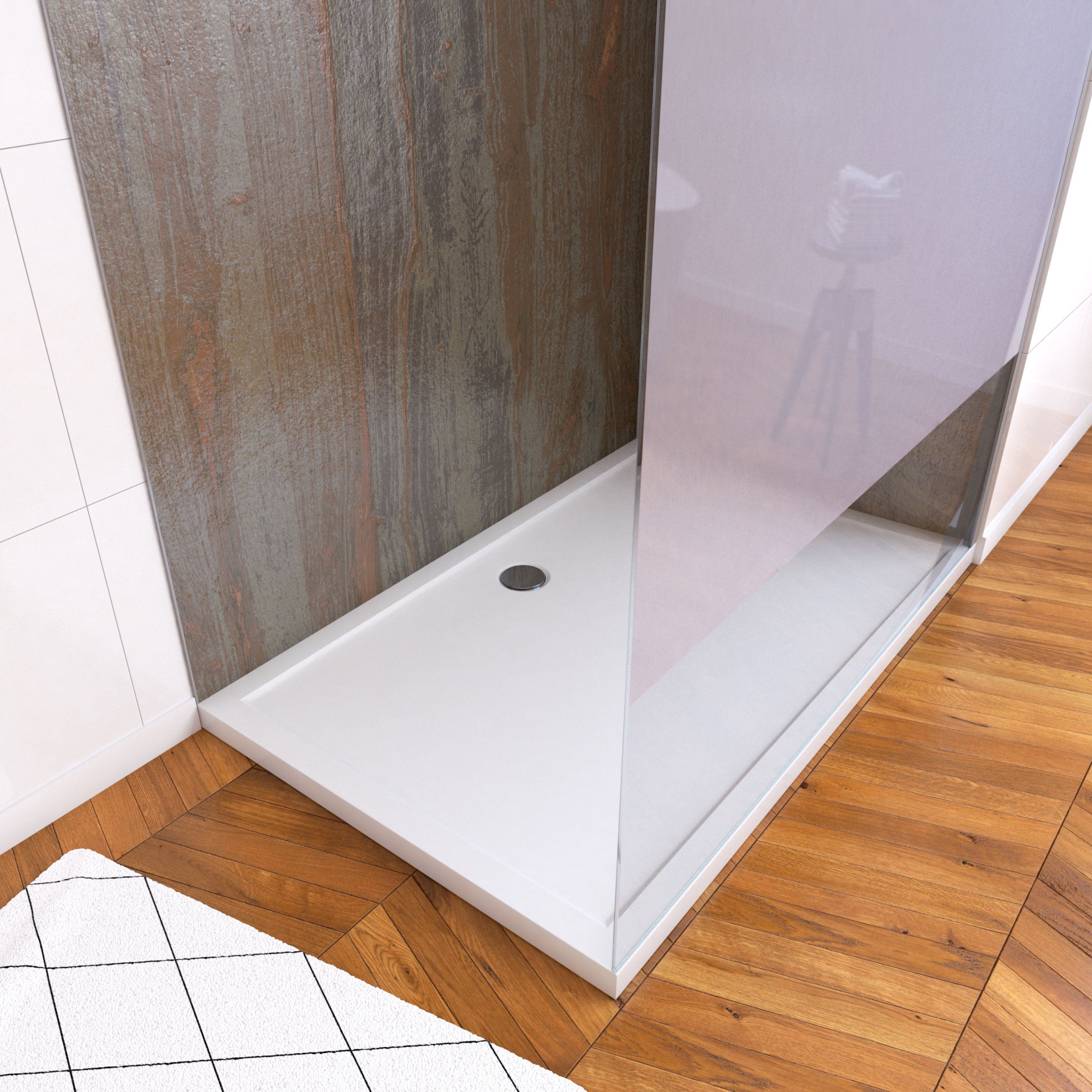 Pack panneaux muraux Wood Stone + paroi FREEDOM 2 DEPOLI + receveur WHITNESS - 2