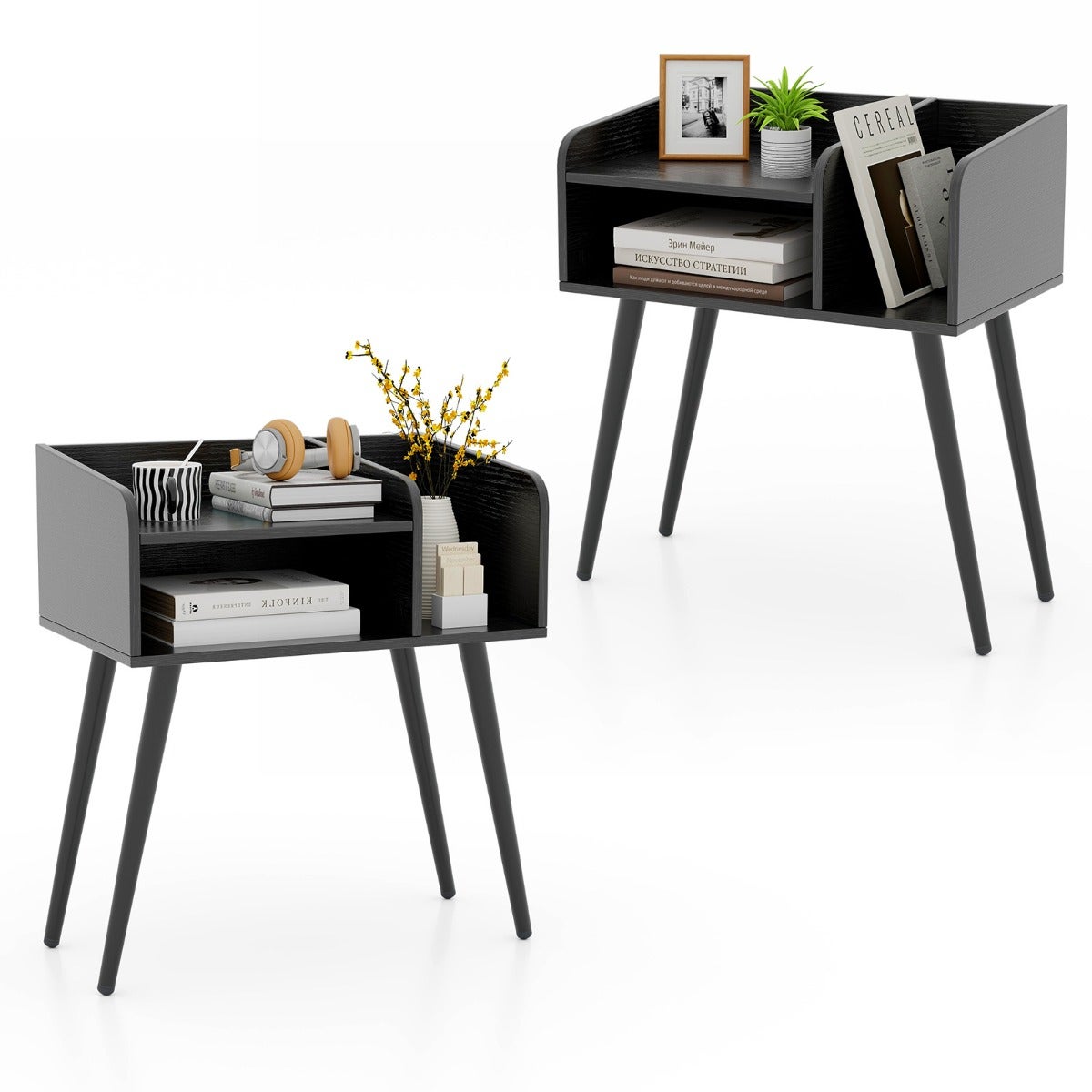 Table de chevet lot de 2, Tables de Nuit avec 2 Tiroirs, Chevet de Lit