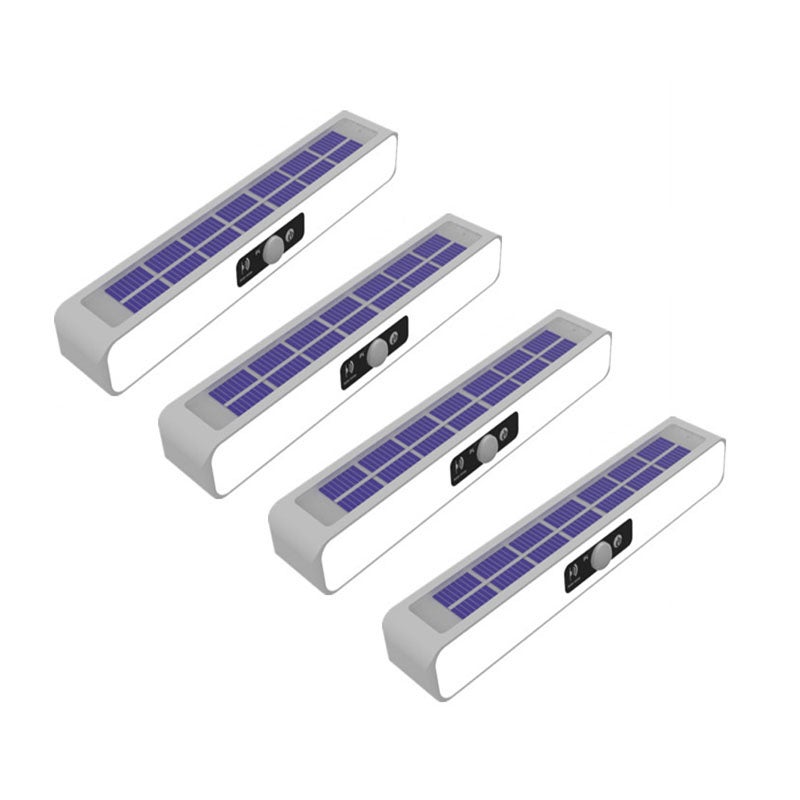 Solarne lampki ogrodzeniowe do domu, zewnętrzne kinkiety ścienne, białe światło z białą obudową, 4 sztuki