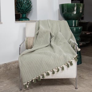 Plaid Tricot Épais Chiné Catherine Lansfield Vert Olive 130x170 Cm - Doux Et Chaud Pour Canapé