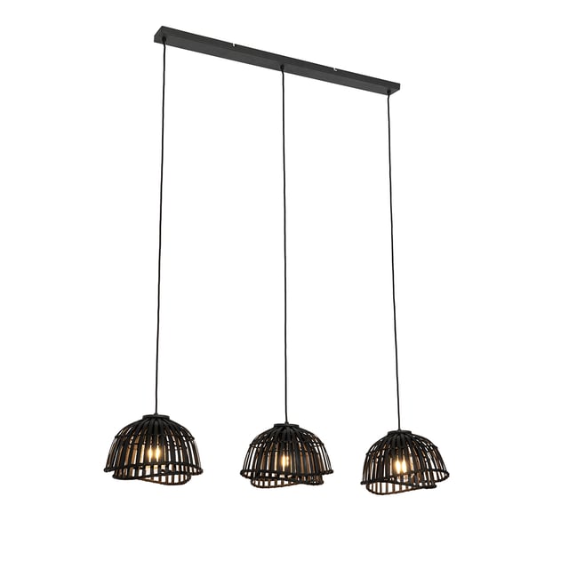 Lámpara colgante oriental bambú negro 3 luces - Pua