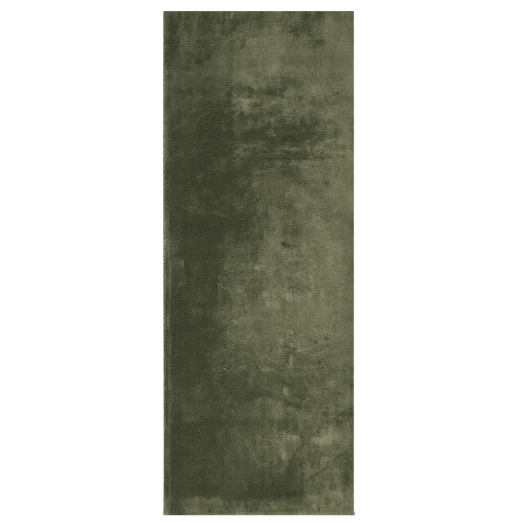 Tapis HUARTE à poils courts, doux et lavable vert forêt 80 x 200 cm - 2