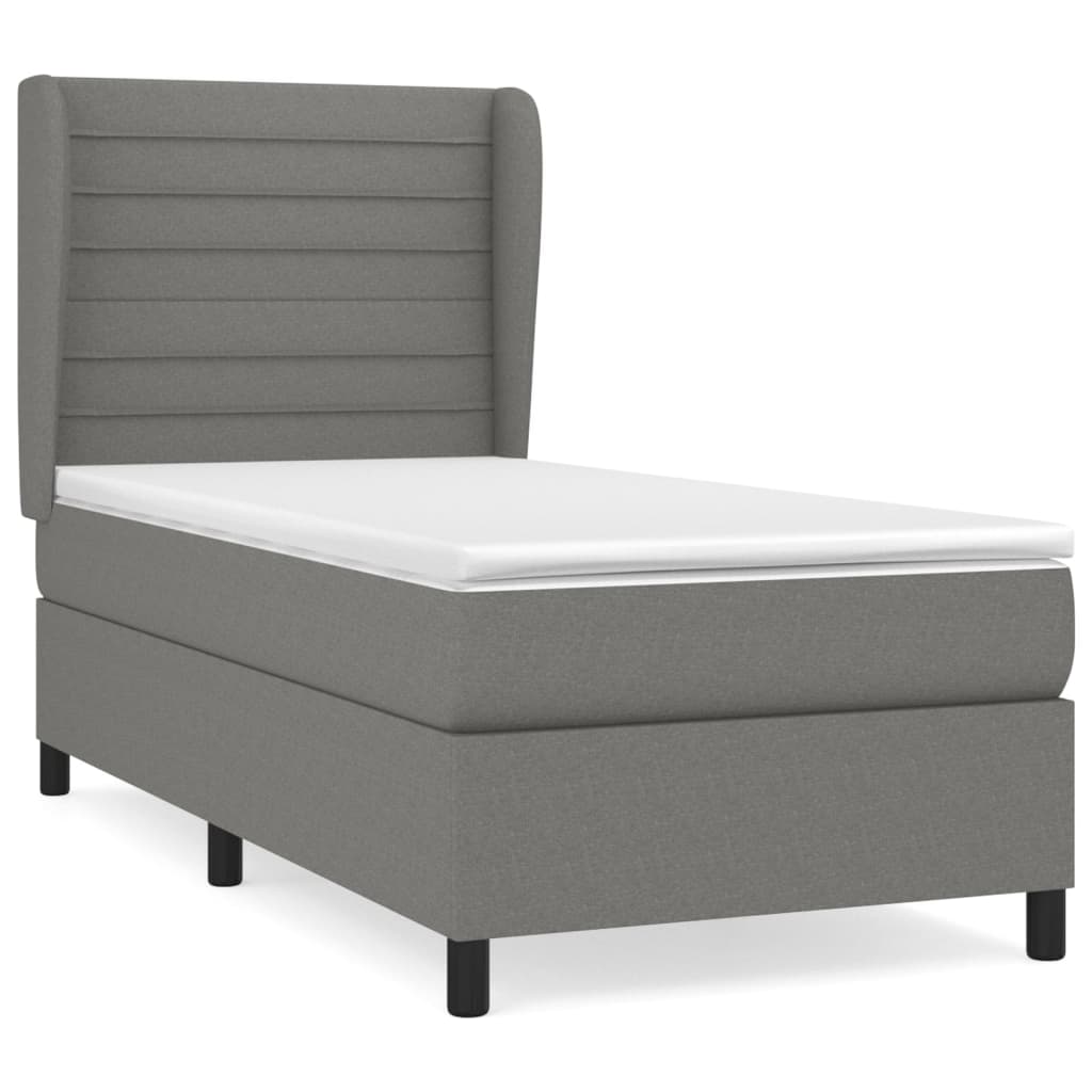 Maison Exclusive - Sommier à lattes de lit et matelas Gris foncé 90x190 cm Tissu - 2