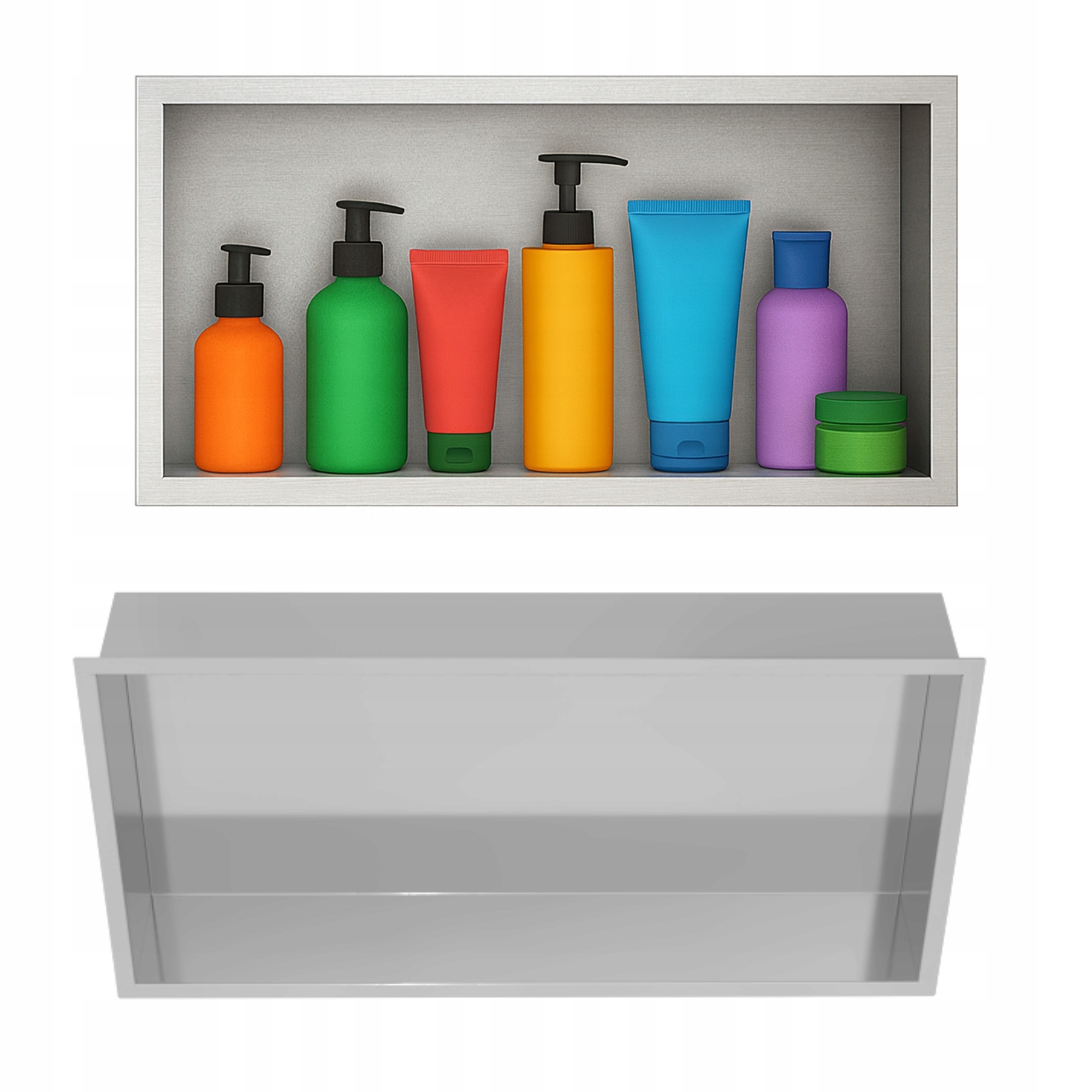Półka łazienkowa wnękowa Estiva FALEZA Silver 60x30x10 cm srebrna