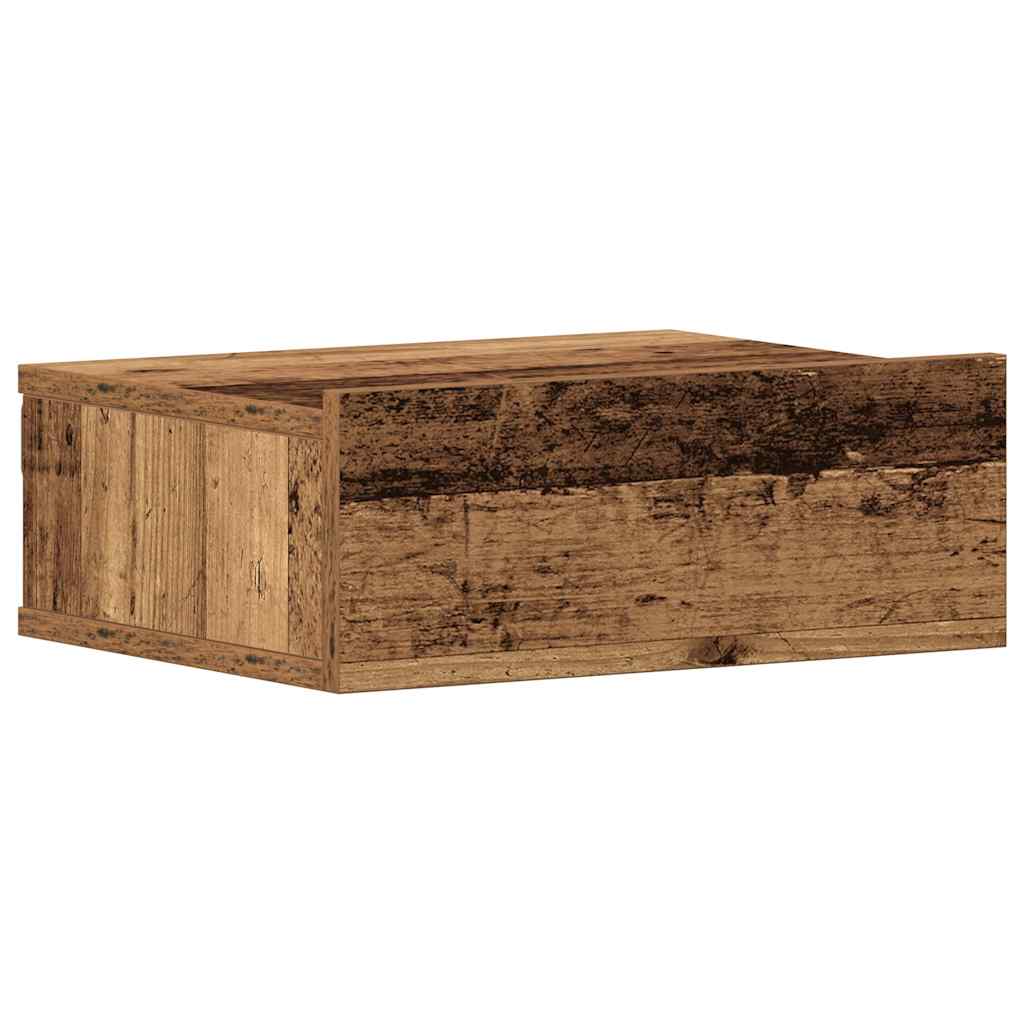 Pływająca szafka nocna z postarzanego drewna 40x32x15 cm