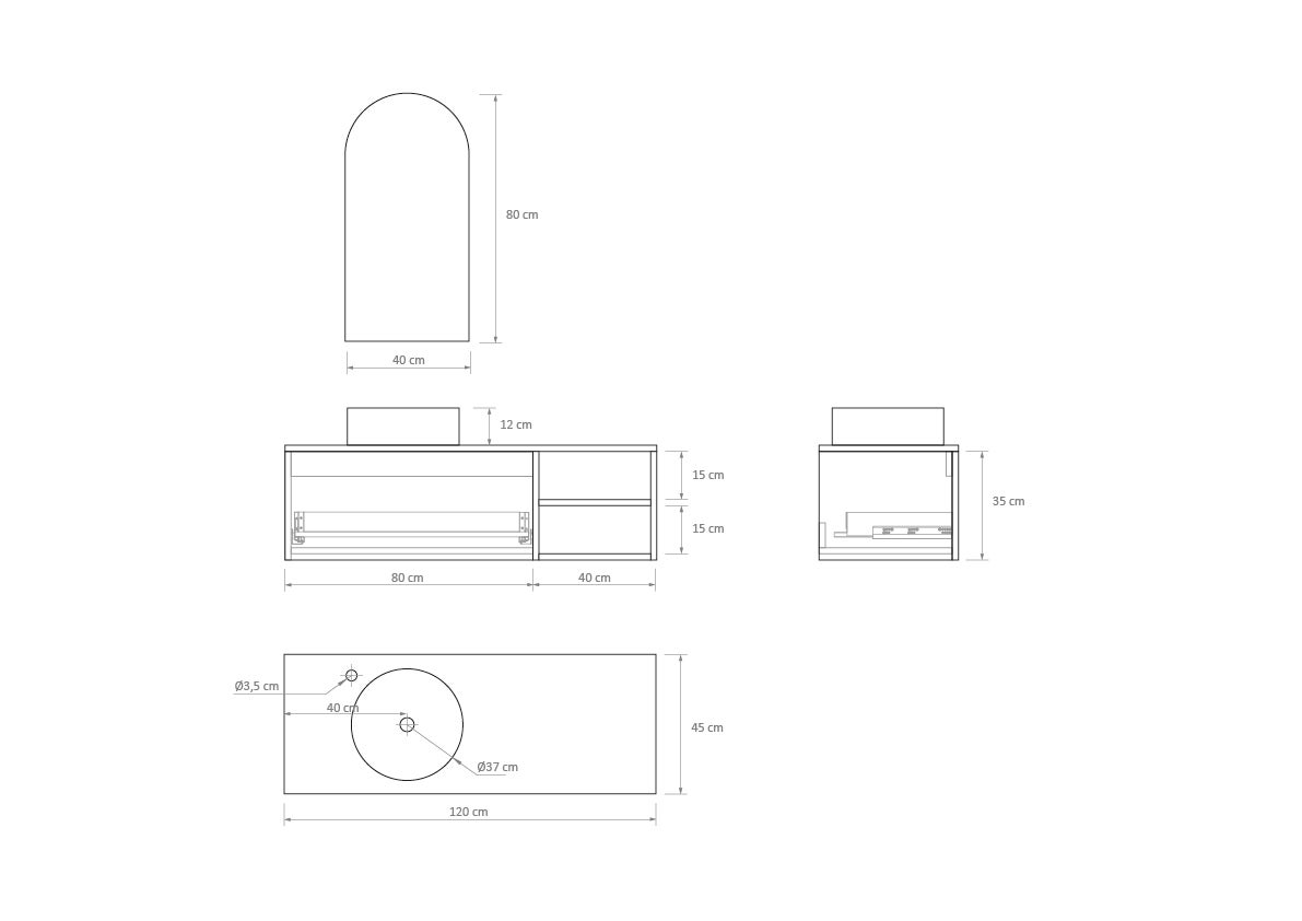 Pack Meuble de Salle de Bain Avantarea avec Vasque Simple et Miroir Alma CHALAIN Biscuit 120CM - 6