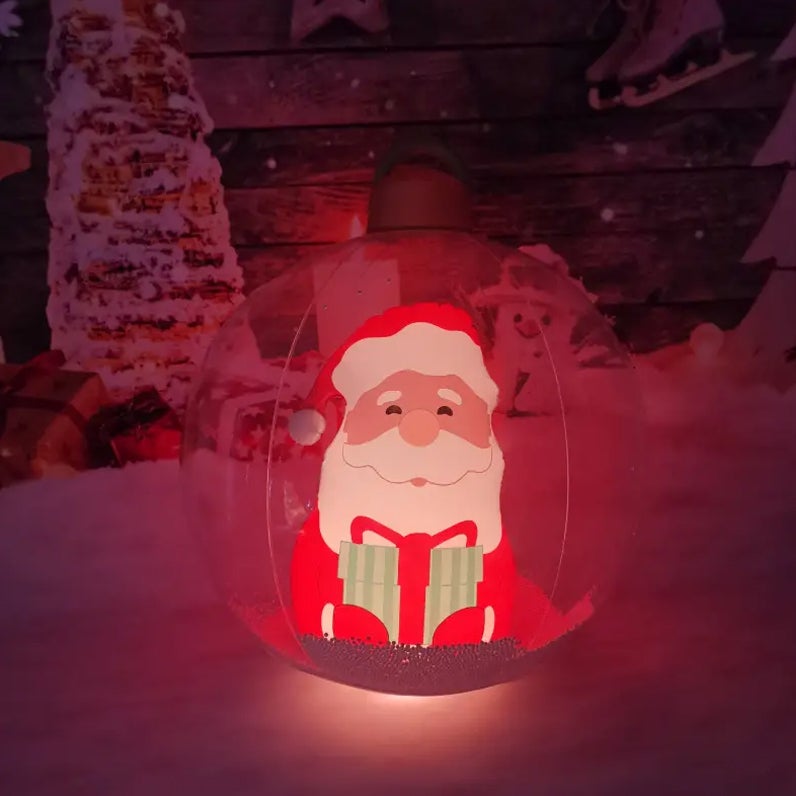 60 cm gigantyczna dmuchana bombka choinkowa z diodami LED, ozdoby świąteczne, bombka choinkowa z PVC, świecąca bombka świąteczna - 3