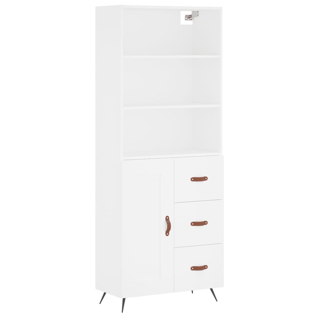 Buffet haut Blanc 69,5x34x180 cm Bois d'ingénierie - 2
