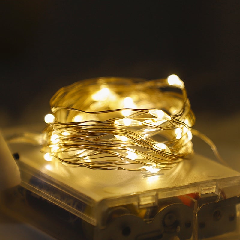 Guirlande lumineuse en fil de cuivre à piles pour chambres, fêtes, festivals, etc. (5 mètres, 50 lumières, lumière chaude) - 5