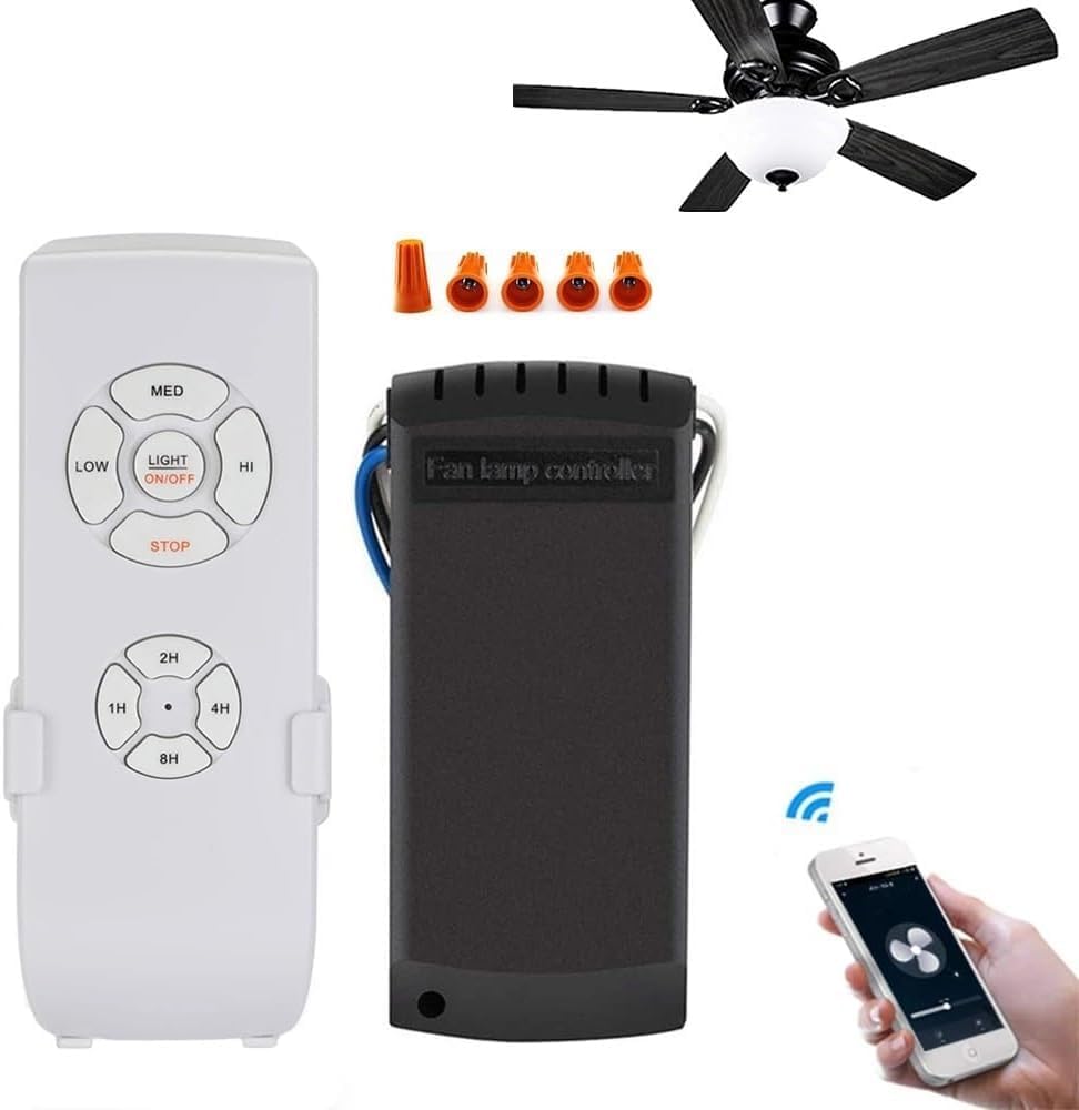 Bezprzewodowy zestaw WiFi z pilotem do wentylatora sufitowego z 4 timerami i 3 prędkościami 220V 230V do lampy, kompatybilny z Alexa i Smart Life
