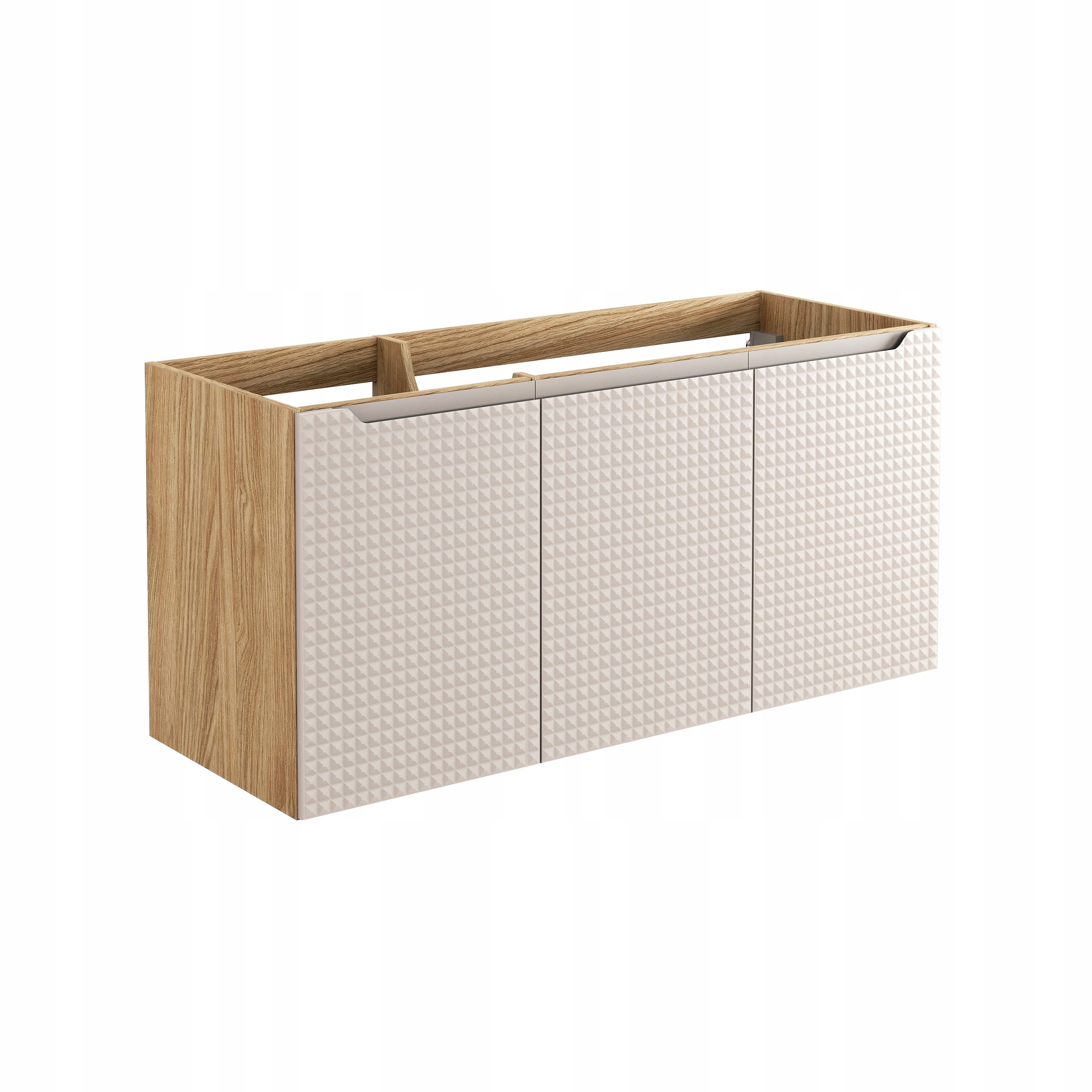 Szafka łazienkowa LUXOR 120 cm beżowa dąb olejowany front 3D MDF wisząca - 6