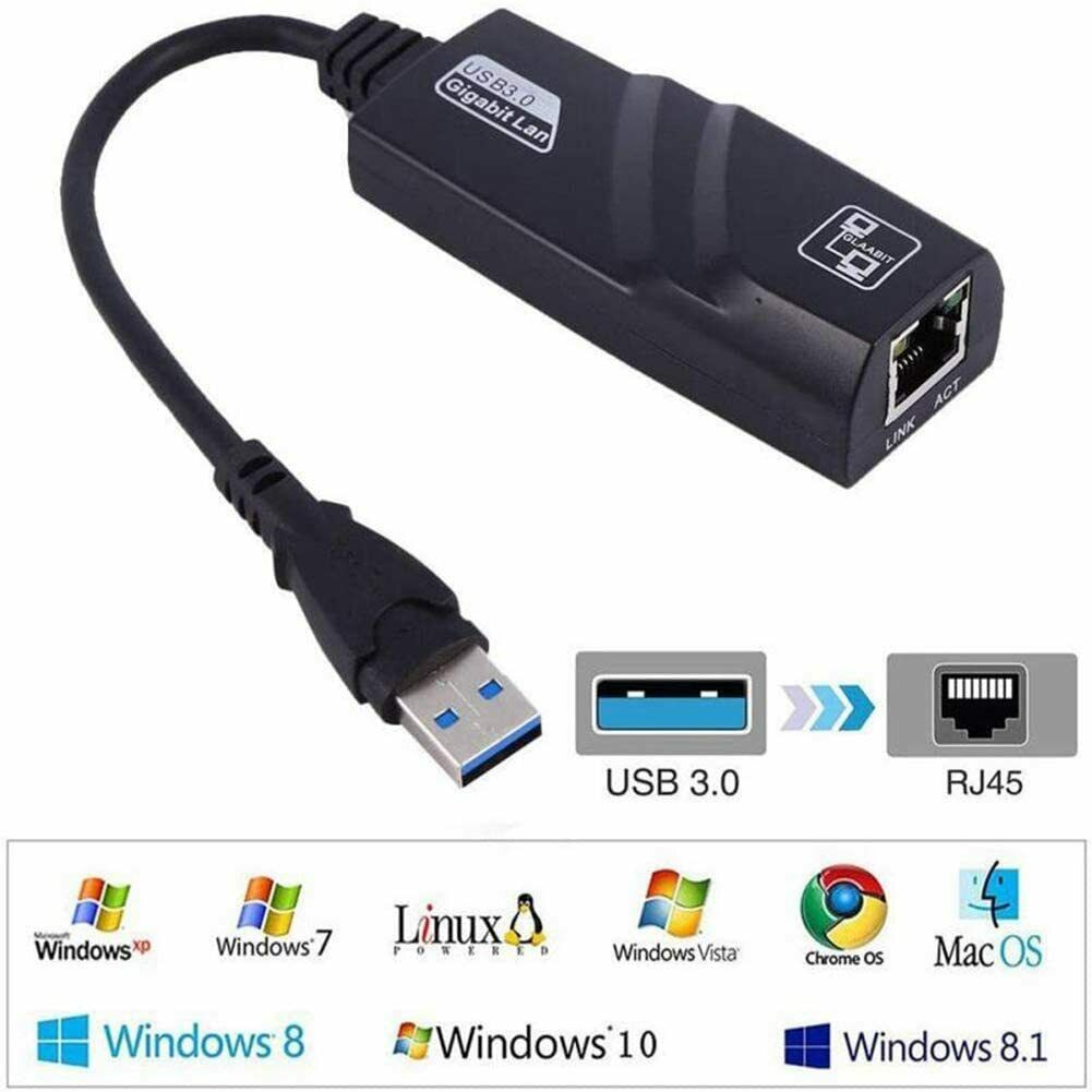 Adattatore USB 3.0 A Ethernet LAN – Convertitore 1000Mbps Per PC, Con Cavo 10 Cm
