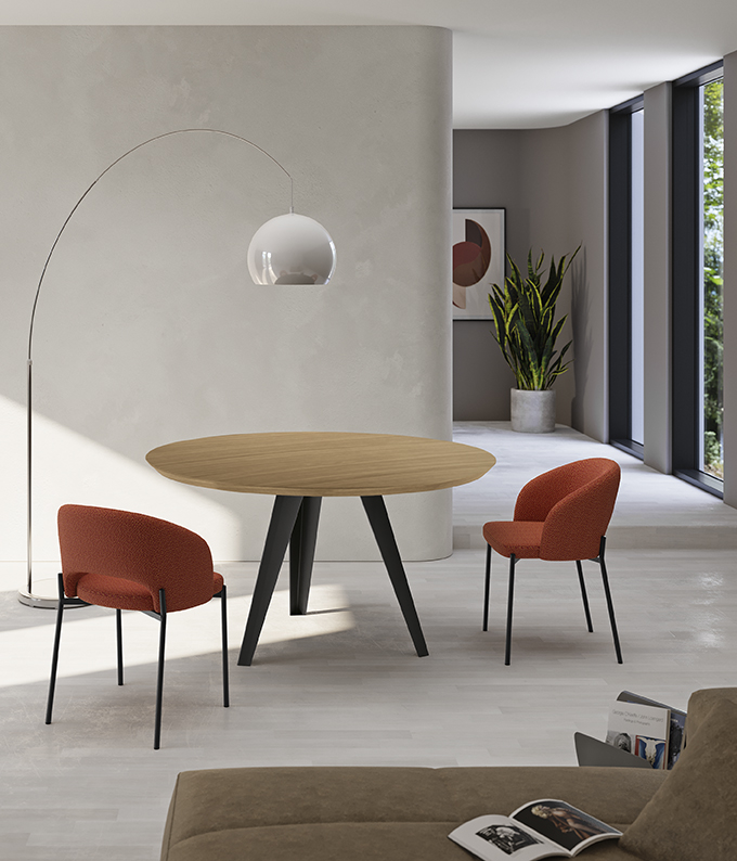 Henry - Stół stały (śr. 130 cm) w okleinie z czarnego dębu