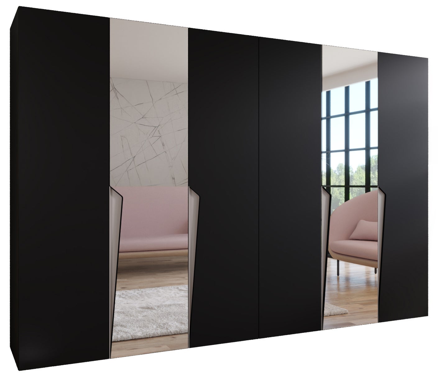 Szafa uchylna otwierana Piano 2 300 (150x2) x 52 x 202 cm czarny + u. kaszmir