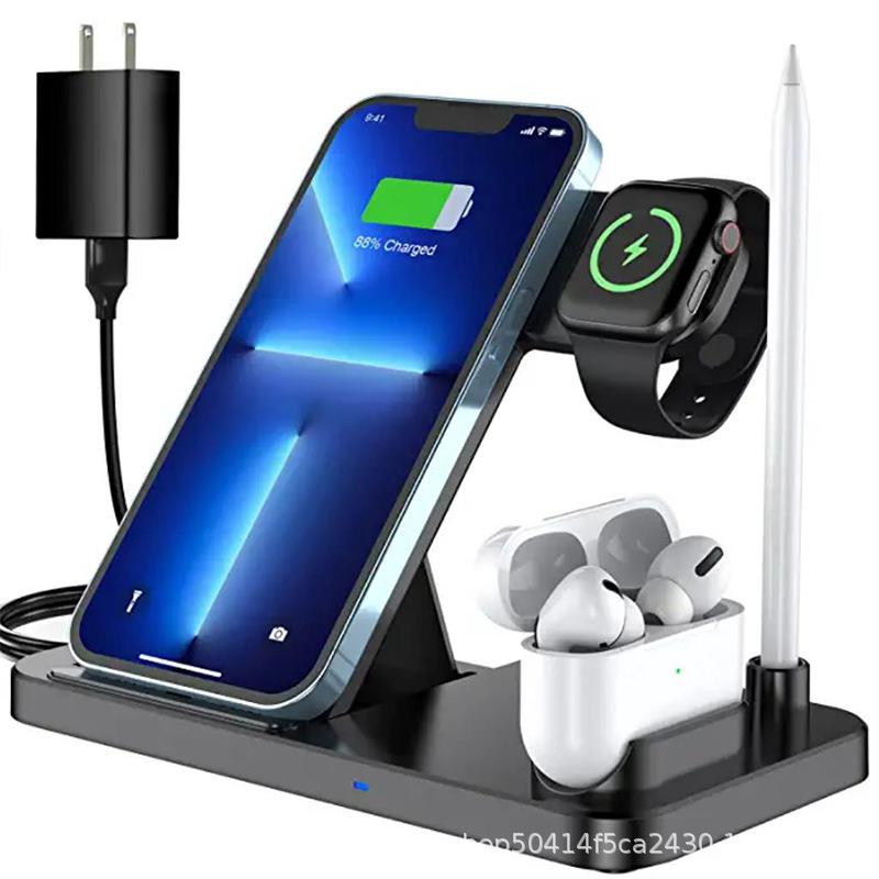 Ładowarka Bezprzewodowa w Ładowarka Indukcyjna z Podwójną Cewką i Adaptacyjnym Światłem do iPhone Pro Max Plus XS XR X Mini Apple Watch Series