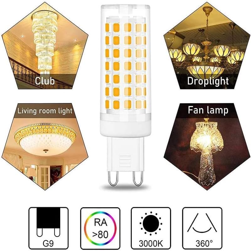 Lot 10 Ampoules LED G9 5W Blanc Chaud 3000K - Remplace Halogène 40W - Économie d’Énergie & Lumière Intense - 6
