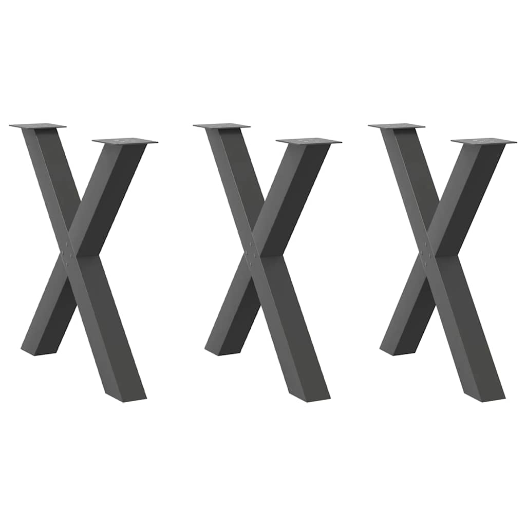 Nogi do stołu jadalnego w kształcie litery X 3 szt. Antracyt 70x(72-73) cm Stal vidaXL